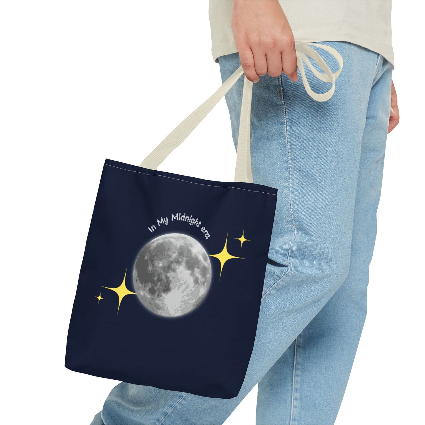 In My Midnight Era Tote Bag – Moon & Stars Aesthetic Reusable Bag