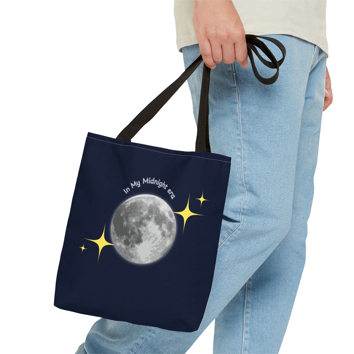 In My Midnight Era Tote Bag – Moon & Stars Aesthetic Reusable Bag