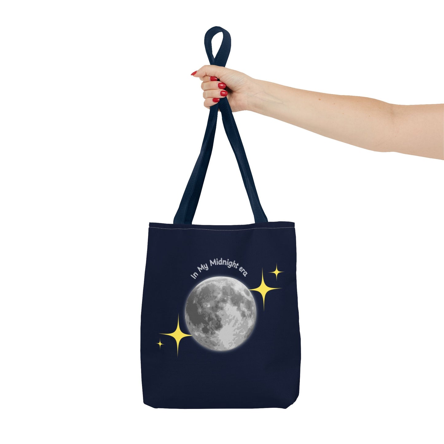 In My Midnight Era Tote Bag – Moon & Stars Aesthetic Reusable Bag