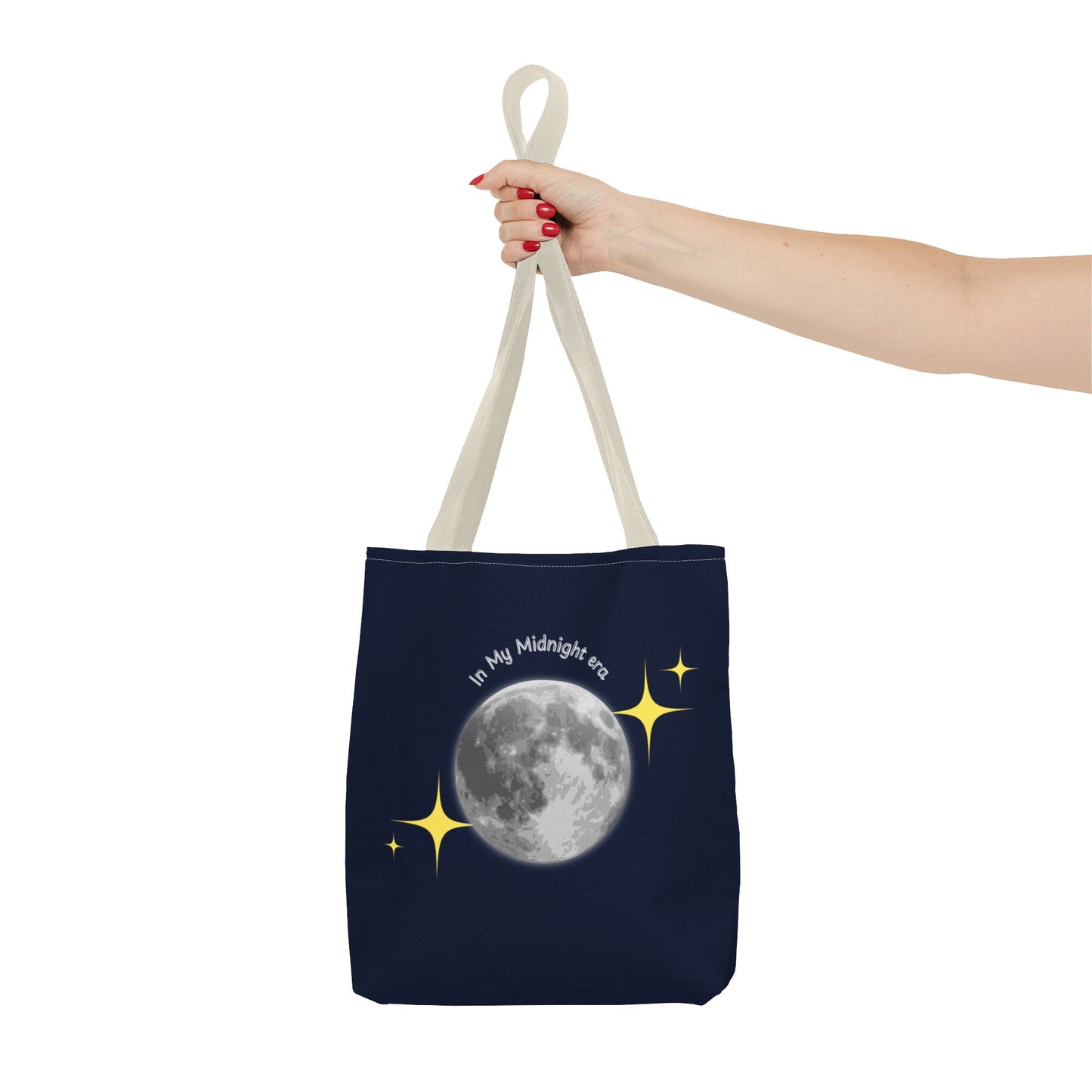 In My Midnight Era Tote Bag – Moon & Stars Aesthetic Reusable Bag