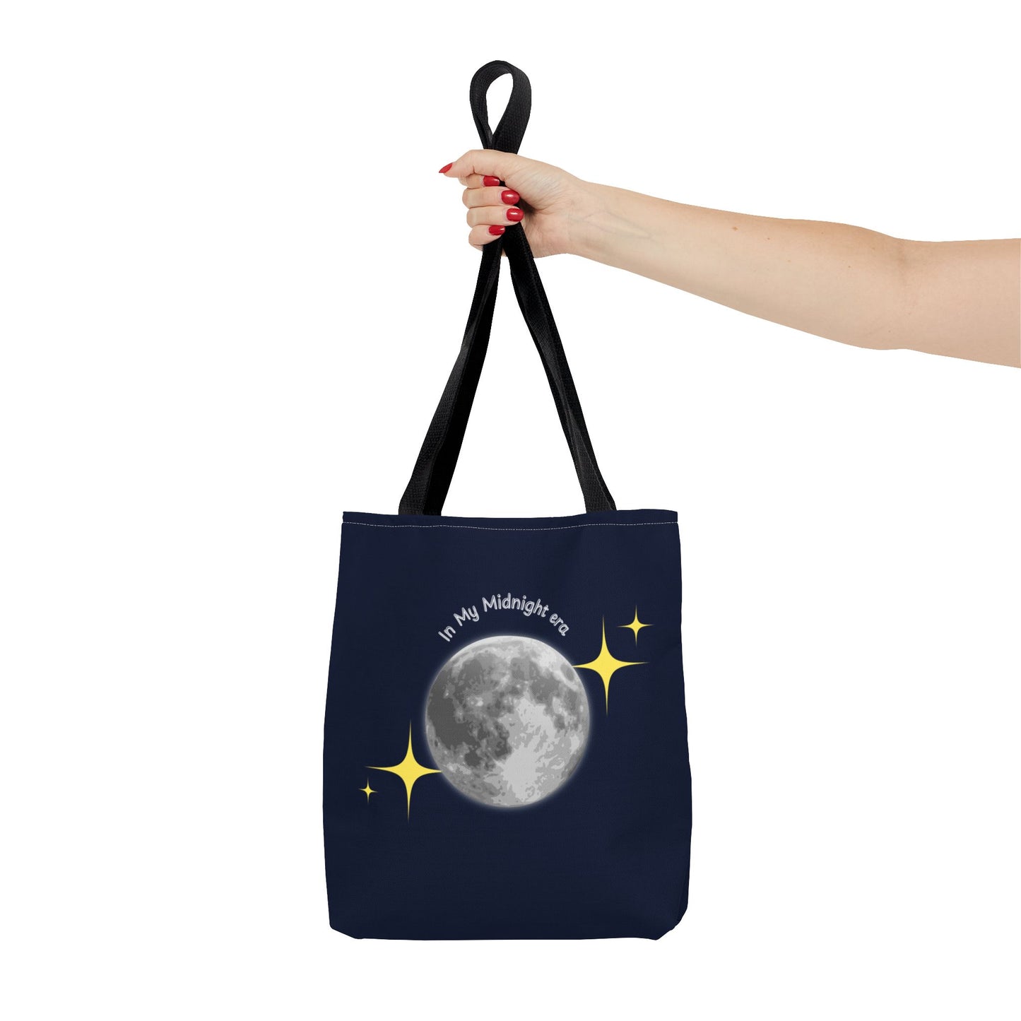 In My Midnight Era Tote Bag – Moon & Stars Aesthetic Reusable Bag