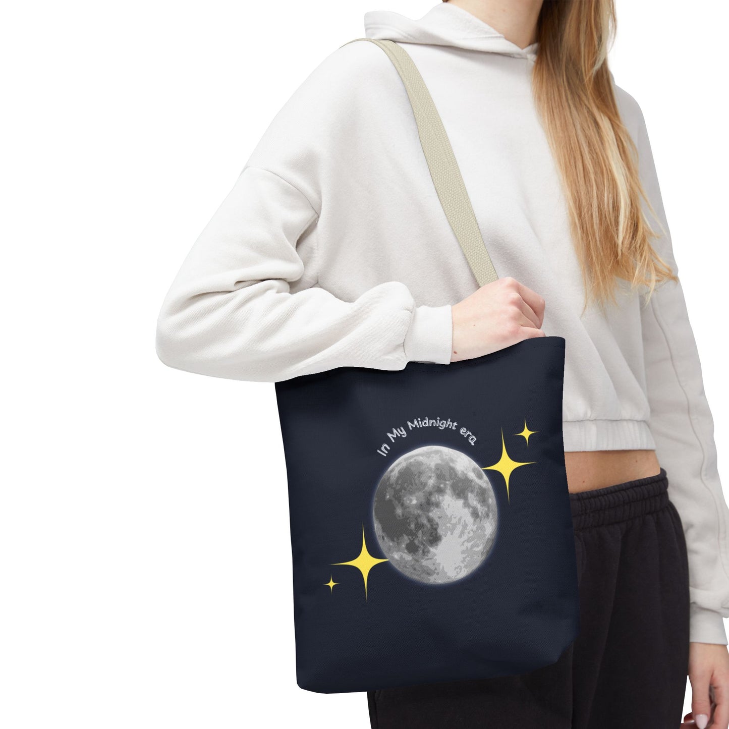 In My Midnight Era Tote Bag – Moon & Stars Aesthetic Reusable Bag
