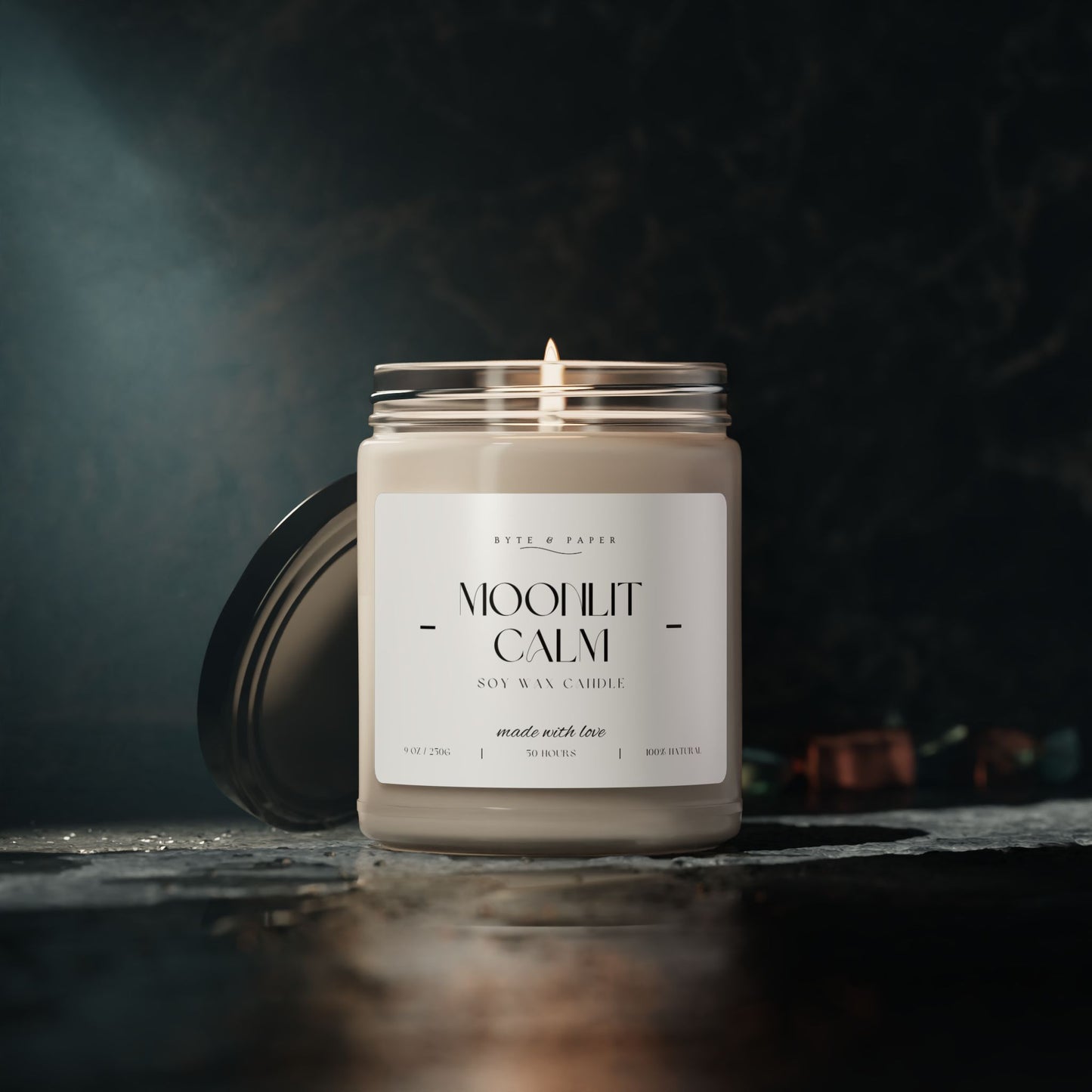 Moonlit Calm Candle – White Sage & Lavender Soy Candle