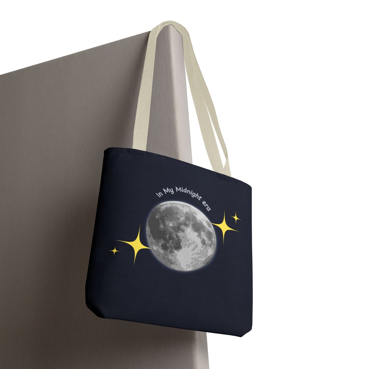 In My Midnight Era Tote Bag – Moon & Stars Aesthetic Reusable Bag