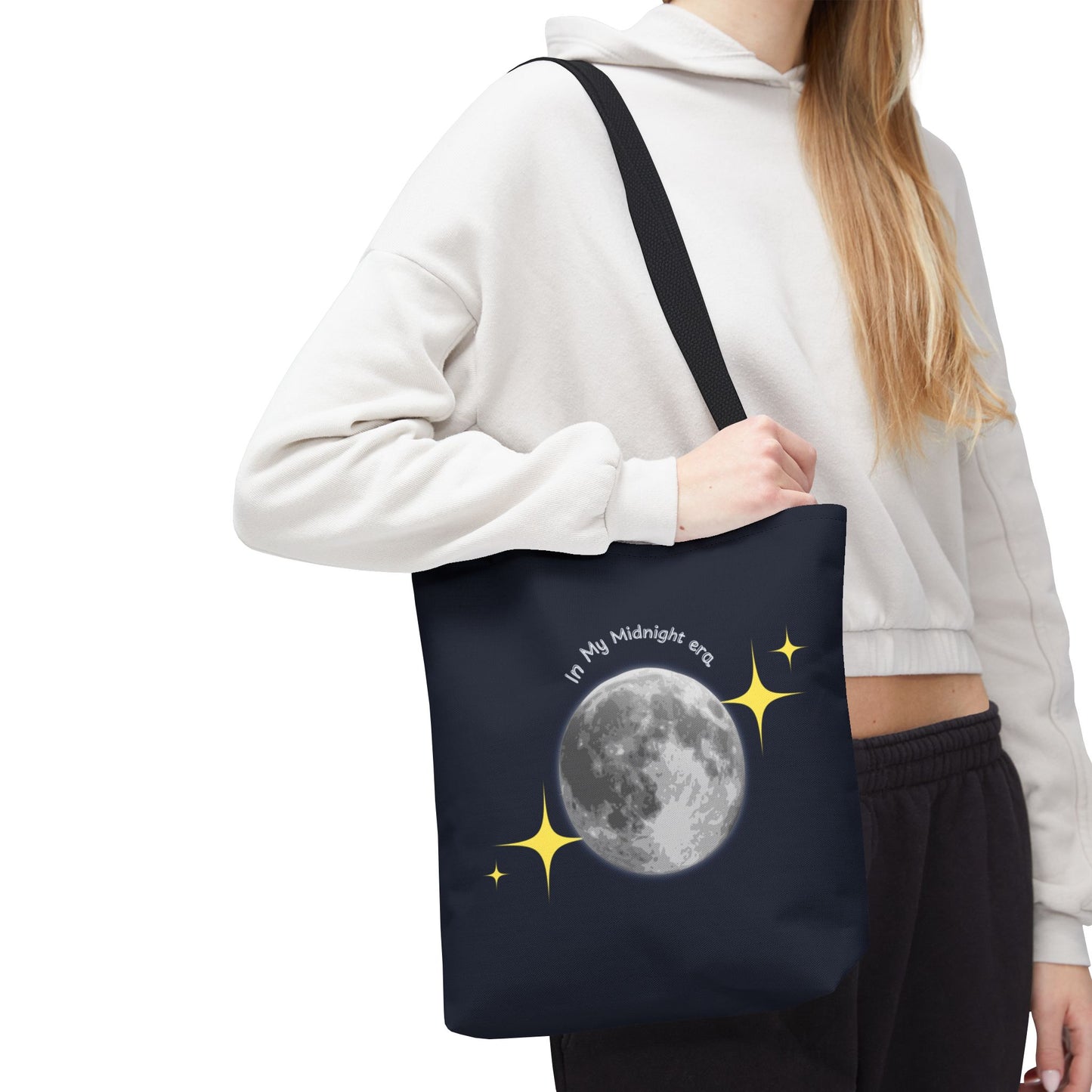 In My Midnight Era Tote Bag – Moon & Stars Aesthetic Reusable Bag