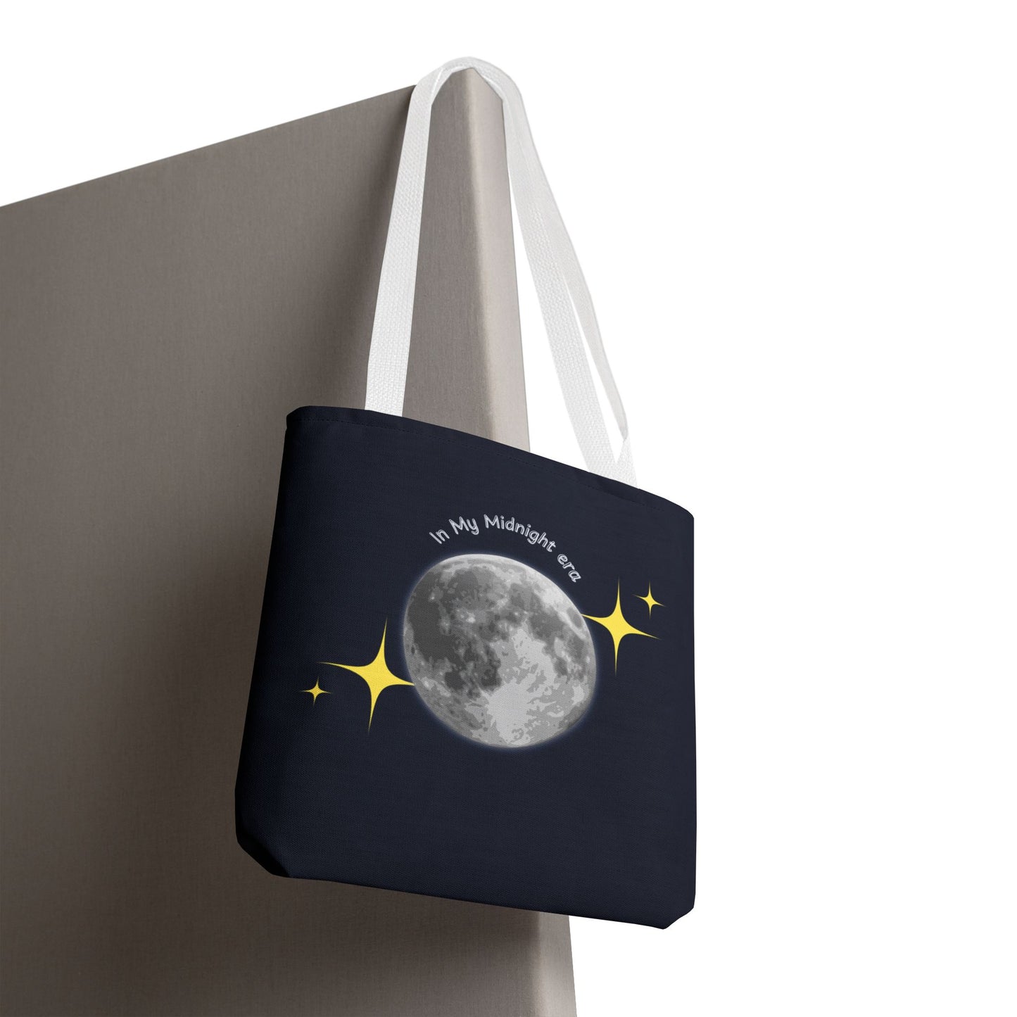 In My Midnight Era Tote Bag – Moon & Stars Aesthetic Reusable Bag