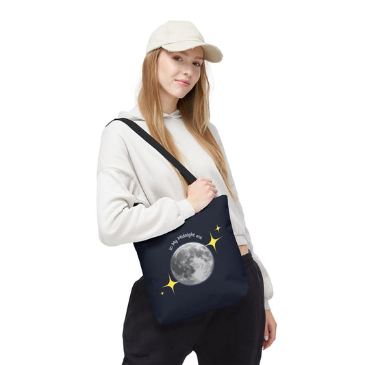 In My Midnight Era Tote Bag – Moon & Stars Aesthetic Reusable Bag