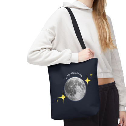 In My Midnight Era Tote Bag – Moon & Stars Aesthetic Reusable Bag